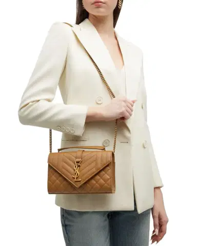 Saint Laurent Envelope Triquilt Small YSL Crossbody Bag in Grained Leather | Thumbnail 1 Saint Laurent Envelope Triquilt Small YSL Crossbody Bag in Grained Leather | Thumbnail 1