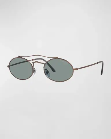 Giorgio Armani Oval Mixed-Media Aviator Sunglasses | Thumbnail 3 Giorgio Armani Oval Mixed-Media Aviator Sunglasses | Thumbnail 3