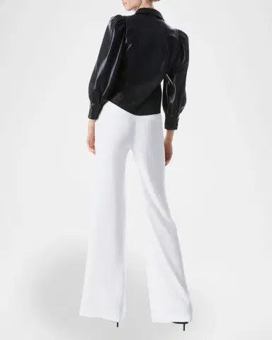 ALICE + OLIVIA Nadine Puff-Sleeve Vegan Leather Blouse | Thumbnail 2 ALICE + OLIVIA Nadine Puff-Sleeve Vegan Leather Blouse | Thumbnail 2