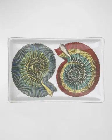 Fornasetti Rectangular Ashtray - Conchiglie Black Color White | Thumbnail 3 Fornasetti Rectangular Ashtray - Conchiglie Black Color White | Thumbnail 3