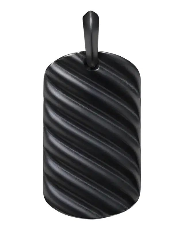 Men's Sculpted Cable Tag Pendant in Black Titanium, 35mm Men's Sculpted Cable Tag Pendant in Black Titanium, 35mm