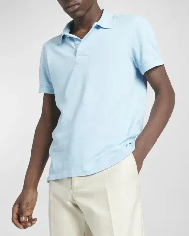 Tom Ford Men's Cotton Pique Polo Shirt | Thumbnail 6 Tom Ford Men's Cotton Pique Polo Shirt | Thumbnail 6
