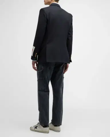 Golden Goose Men's Double-Breasted Gabardine Blazer | Thumbnail 4 Golden Goose Men's Double-Breasted Gabardine Blazer | Thumbnail 4