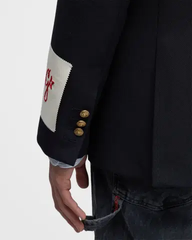 Golden Goose Men's Double-Breasted Gabardine Blazer | Thumbnail 8 Golden Goose Men's Double-Breasted Gabardine Blazer | Thumbnail 8