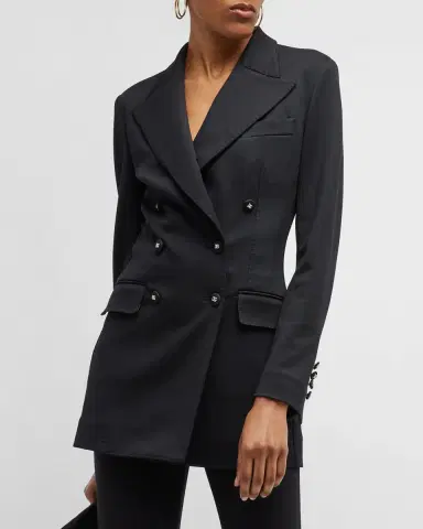 Dolce & Gabbana Long Tailored Blazer Jacket with Button Detail | Thumbnail 4 Dolce & Gabbana Long Tailored Blazer Jacket with Button Detail | Thumbnail 4