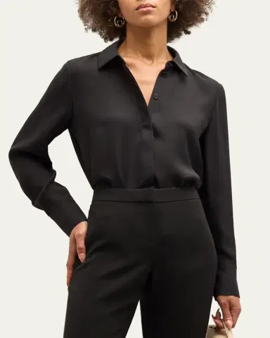 Lafayette 148 New York Scottie Silk Button-Down Blouse | Thumbnail 4 Lafayette 148 New York Scottie Silk Button-Down Blouse | Thumbnail 4
