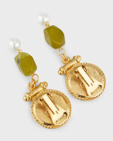 Ben-Amun 24k Gold Electroplated Gold Drop Clip Earrings | Thumbnail 4 Ben-Amun 24k Gold Electroplated Gold Drop Clip Earrings | Thumbnail 4