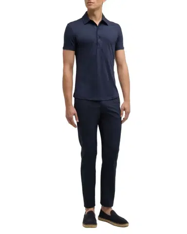 Orlebar Brown Men's Sebastian Cotton-Silk Polo Shirt | Thumbnail 1 Orlebar Brown Men's Sebastian Cotton-Silk Polo Shirt | Thumbnail 1