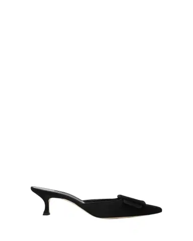 Manolo Blahnik Maysale Suede Buckle Mules | Thumbnail 1 Manolo Blahnik Maysale Suede Buckle Mules | Thumbnail 1