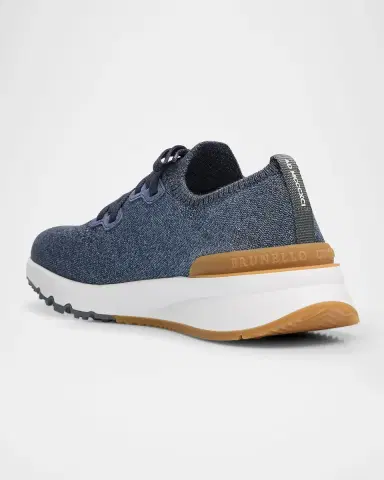 Brunello Cucinelli Men 's Melange Knit Runner Sneakers | Thumbnail 3 Brunello Cucinelli Men 's Melange Knit Runner Sneakers | Thumbnail 3