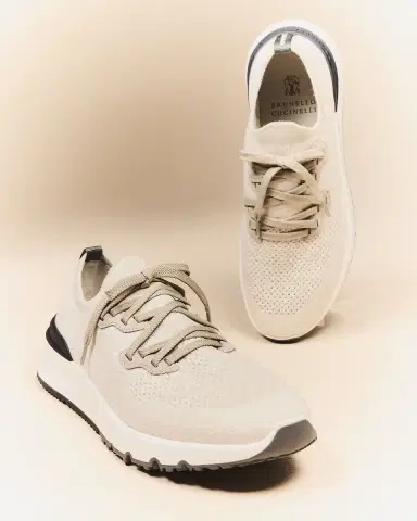 Brunello Cucinelli Men 's Melange Knit Runner Sneakers | Thumbnail 4 Brunello Cucinelli Men 's Melange Knit Runner Sneakers | Thumbnail 4