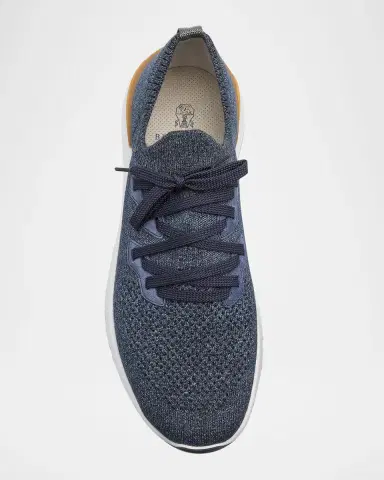 Brunello Cucinelli Men 's Melange Knit Runner Sneakers | Thumbnail 5 Brunello Cucinelli Men 's Melange Knit Runner Sneakers | Thumbnail 5