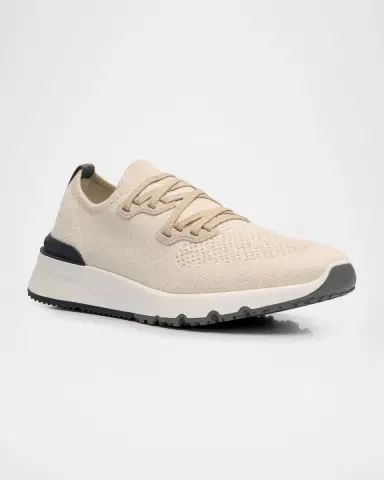 Brunello Cucinelli Men 's Melange Knit Runner Sneakers | Thumbnail 8 Brunello Cucinelli Men 's Melange Knit Runner Sneakers | Thumbnail 8