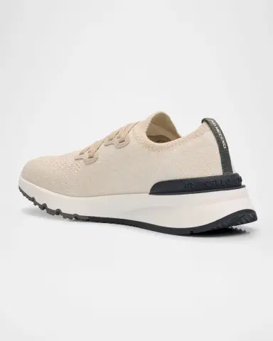Brunello Cucinelli Men 's Melange Knit Runner Sneakers | Thumbnail 9 Brunello Cucinelli Men 's Melange Knit Runner Sneakers | Thumbnail 9