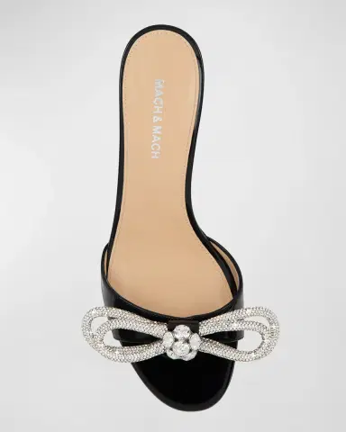MACH & MACH Embellished Double Bow Patent Leather Mule Pumps | Thumbnail 4 MACH & MACH Embellished Double Bow Patent Leather Mule Pumps | Thumbnail 4