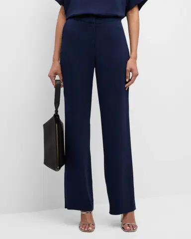 Natori Mid-Rise Straight-Leg Stretch Crepe Pants | Thumbnail 3 Natori Mid-Rise Straight-Leg Stretch Crepe Pants | Thumbnail 3