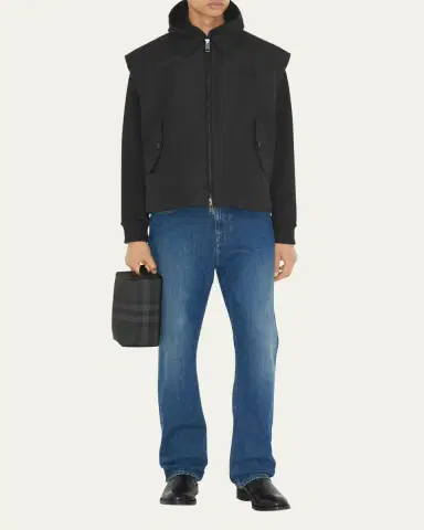 Burberry Men's Charcoal Check Leather Travel Zip Pouch | Thumbnail 7 Burberry Men's Charcoal Check Leather Travel Zip Pouch | Thumbnail 7