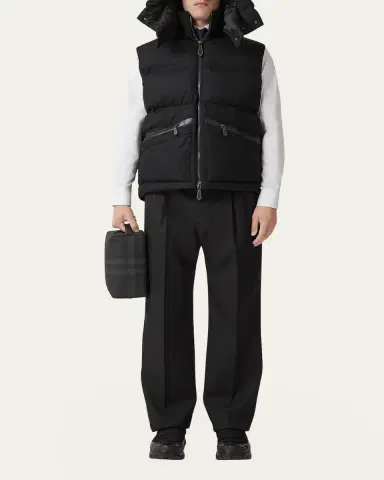 Burberry Men's Charcoal Check Leather Travel Zip Pouch | Thumbnail 10 Burberry Men's Charcoal Check Leather Travel Zip Pouch | Thumbnail 10