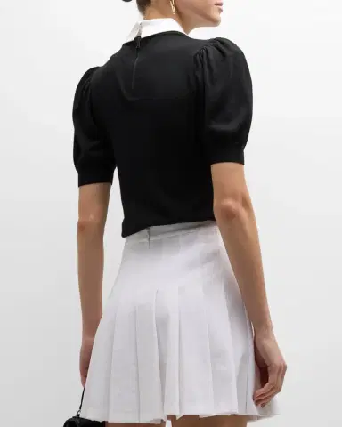 ALICE + OLIVIA Chase Puff-Sleeve Sweater With Detachable Collar | Thumbnail 3 ALICE + OLIVIA Chase Puff-Sleeve Sweater With Detachable Collar | Thumbnail 3
