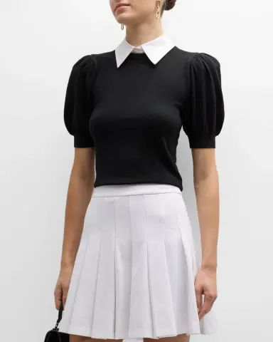 ALICE + OLIVIA Chase Puff-Sleeve Sweater With Detachable Collar | Thumbnail 4 ALICE + OLIVIA Chase Puff-Sleeve Sweater With Detachable Collar | Thumbnail 4
