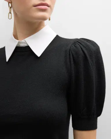 ALICE + OLIVIA Chase Puff-Sleeve Sweater With Detachable Collar | Thumbnail 5 ALICE + OLIVIA Chase Puff-Sleeve Sweater With Detachable Collar | Thumbnail 5