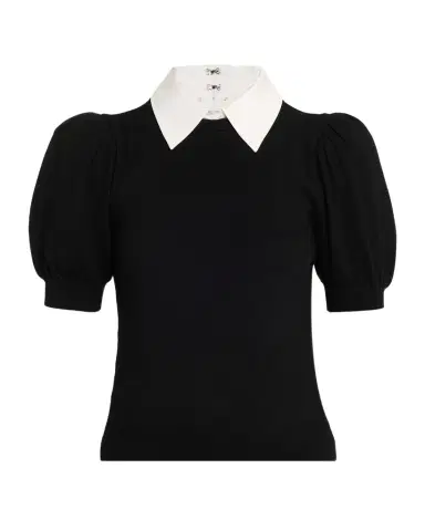 ALICE + OLIVIA Chase Puff-Sleeve Sweater With Detachable Collar | Thumbnail 1 ALICE + OLIVIA Chase Puff-Sleeve Sweater With Detachable Collar | Thumbnail 1