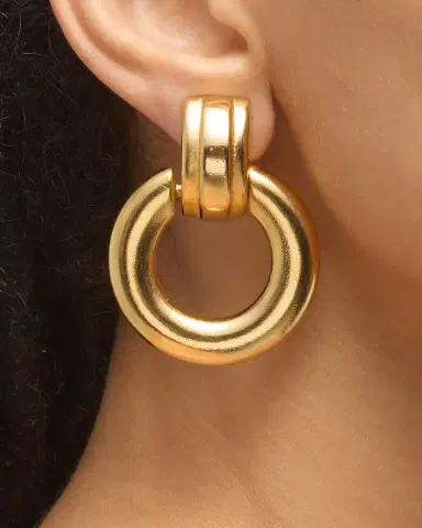 Ben-Amun 24k Gold Electroplated Drop Hoop Earrings | Thumbnail 2 Ben-Amun 24k Gold Electroplated Drop Hoop Earrings | Thumbnail 2