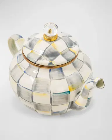 MacKenzie-Childs 32 oz. Sterling Check Enamel Teapot | Thumbnail 2 MacKenzie-Childs 32 oz. Sterling Check Enamel Teapot | Thumbnail 2