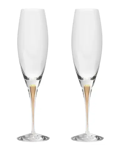 Orrefors Intermezzo Gold Champagne Glasses, Set of 2 | Thumbnail 1 Orrefors Intermezzo Gold Champagne Glasses, Set of 2 | Thumbnail 1
