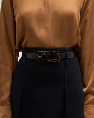 Saint Laurent Smooth Leather Belt With Rectangular Buckle | Thumbnail 2 Saint Laurent Smooth Leather Belt With Rectangular Buckle | Thumbnail 2