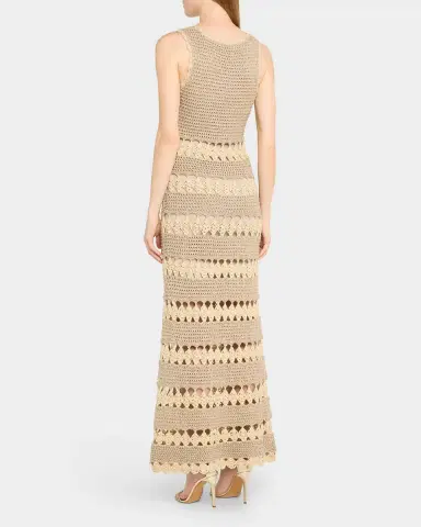 Cara Cara Joan Metallic Crochet Sleeveless Midi Sheath Dress | Thumbnail 2 Cara Cara Joan Metallic Crochet Sleeveless Midi Sheath Dress | Thumbnail 2