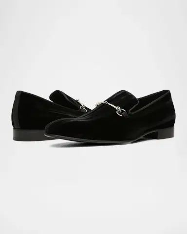 Donald Pliner Men's Shawn Velvet Skull-Bit Loafers | Thumbnail 4 Donald Pliner Men's Shawn Velvet Skull-Bit Loafers | Thumbnail 4