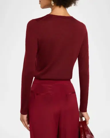 Neiman Marcus Cashmere Collection Cashmere Superfine Crewneck Top | Thumbnail 2 Neiman Marcus Cashmere Collection Cashmere Superfine Crewneck Top | Thumbnail 2