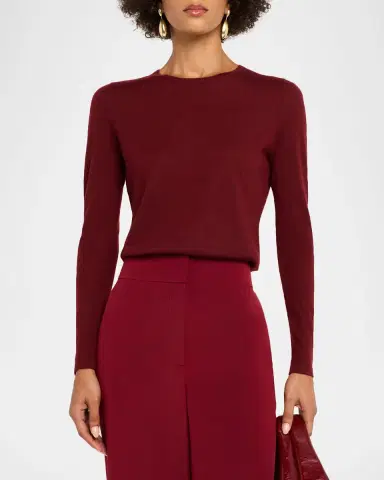 Neiman Marcus Cashmere Collection Cashmere Superfine Crewneck Top | Thumbnail 3 Neiman Marcus Cashmere Collection Cashmere Superfine Crewneck Top | Thumbnail 3