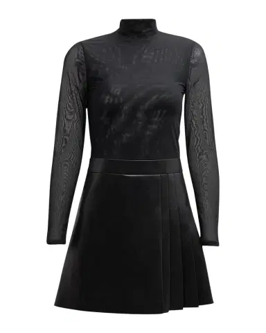 ALICE + OLIVIA Chara Long-Sleeve Vegan Leather Pleated Mini Dress | Thumbnail 1 ALICE + OLIVIA Chara Long-Sleeve Vegan Leather Pleated Mini Dress | Thumbnail 1