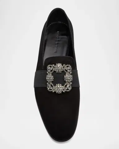 Manolo Blahnik Men's Carlton Suede Crystal Buckle Loafers | Thumbnail 5 Manolo Blahnik Men's Carlton Suede Crystal Buckle Loafers | Thumbnail 5