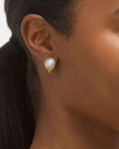 Konstantino Silver and Gold Pearl Stud Earrings | Thumbnail 2 Konstantino Silver and Gold Pearl Stud Earrings | Thumbnail 2
