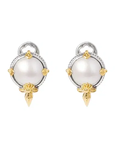 Konstantino Silver and Gold Pearl Stud Earrings | Thumbnail 1 Konstantino Silver and Gold Pearl Stud Earrings | Thumbnail 1