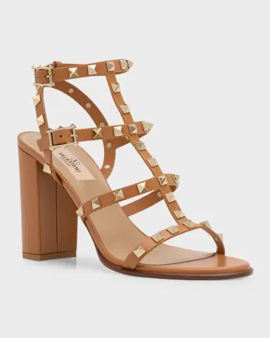 Valentino Garavani Rockstud Caged T-Strap Leather Sandals | Thumbnail 2 Valentino Garavani Rockstud Caged T-Strap Leather Sandals | Thumbnail 2