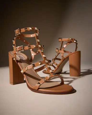 Valentino Garavani Rockstud Caged T-Strap Leather Sandals | Thumbnail 4 Valentino Garavani Rockstud Caged T-Strap Leather Sandals | Thumbnail 4