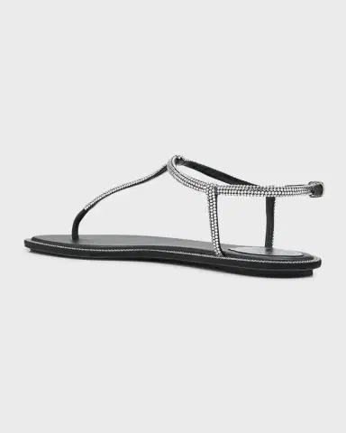 René Caovilla Diana Crystal T-Strap Flat Sandals | Thumbnail 4 René Caovilla Diana Crystal T-Strap Flat Sandals | Thumbnail 4