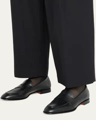 Santoni Famed Leather Penny Loafers | Thumbnail 4 Santoni Famed Leather Penny Loafers | Thumbnail 4