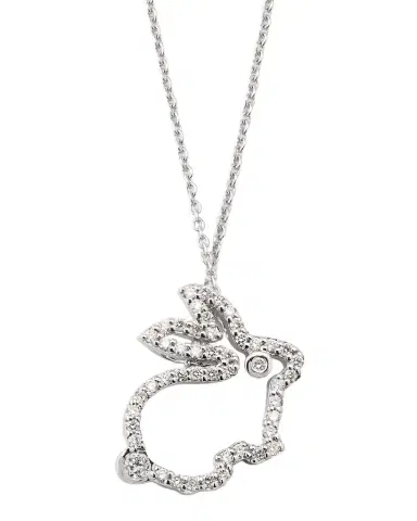 Roberto Coin 18K White Gold Diamond Bunny Pendant Necklace | Thumbnail 1 Roberto Coin 18K White Gold Diamond Bunny Pendant Necklace | Thumbnail 1