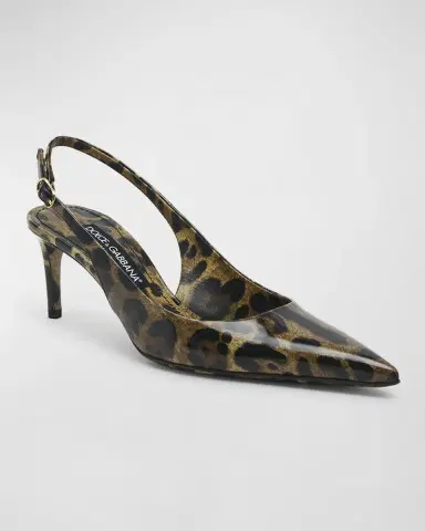 Dolce & Gabbana Animal-Print Patent Slingback Pumps | Thumbnail 3 Dolce & Gabbana Animal-Print Patent Slingback Pumps | Thumbnail 3