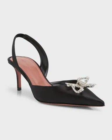 Amina Muaddi Rosie Slingback Satin Pumps | Thumbnail 2 Amina Muaddi Rosie Slingback Satin Pumps | Thumbnail 2