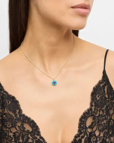 Jennifer Meyer Petite Statement Turquoise Flower Pendant Necklace with Amethyst Center | Thumbnail 2 Jennifer Meyer Petite Statement Turquoise Flower Pendant Necklace with Amethyst Center | Thumbnail 2
