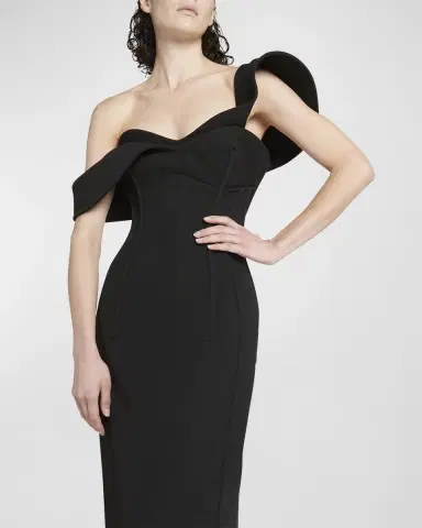 Bottega Veneta Off-The-Shoulder Bonded Wool Tricotine Midi Bustier Dress | Thumbnail 7 Bottega Veneta Off-The-Shoulder Bonded Wool Tricotine Midi Bustier Dress | Thumbnail 7