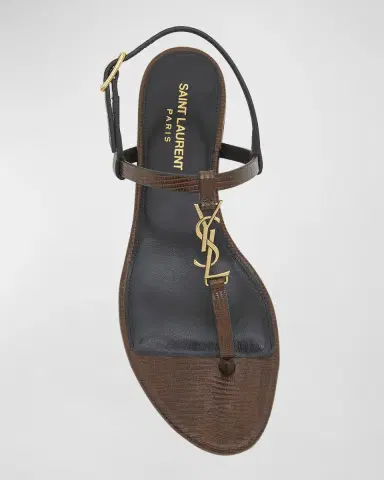 Saint Laurent Cassandra Embossed YSL T-Strap Sandals | Thumbnail 3 Saint Laurent Cassandra Embossed YSL T-Strap Sandals | Thumbnail 3