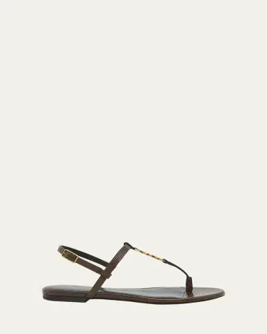 Saint Laurent Cassandra Embossed YSL T-Strap Sandals | Thumbnail 5 Saint Laurent Cassandra Embossed YSL T-Strap Sandals | Thumbnail 5