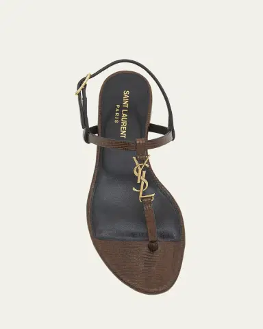 Saint Laurent Cassandra Embossed YSL T-Strap Sandals | Thumbnail 8 Saint Laurent Cassandra Embossed YSL T-Strap Sandals | Thumbnail 8